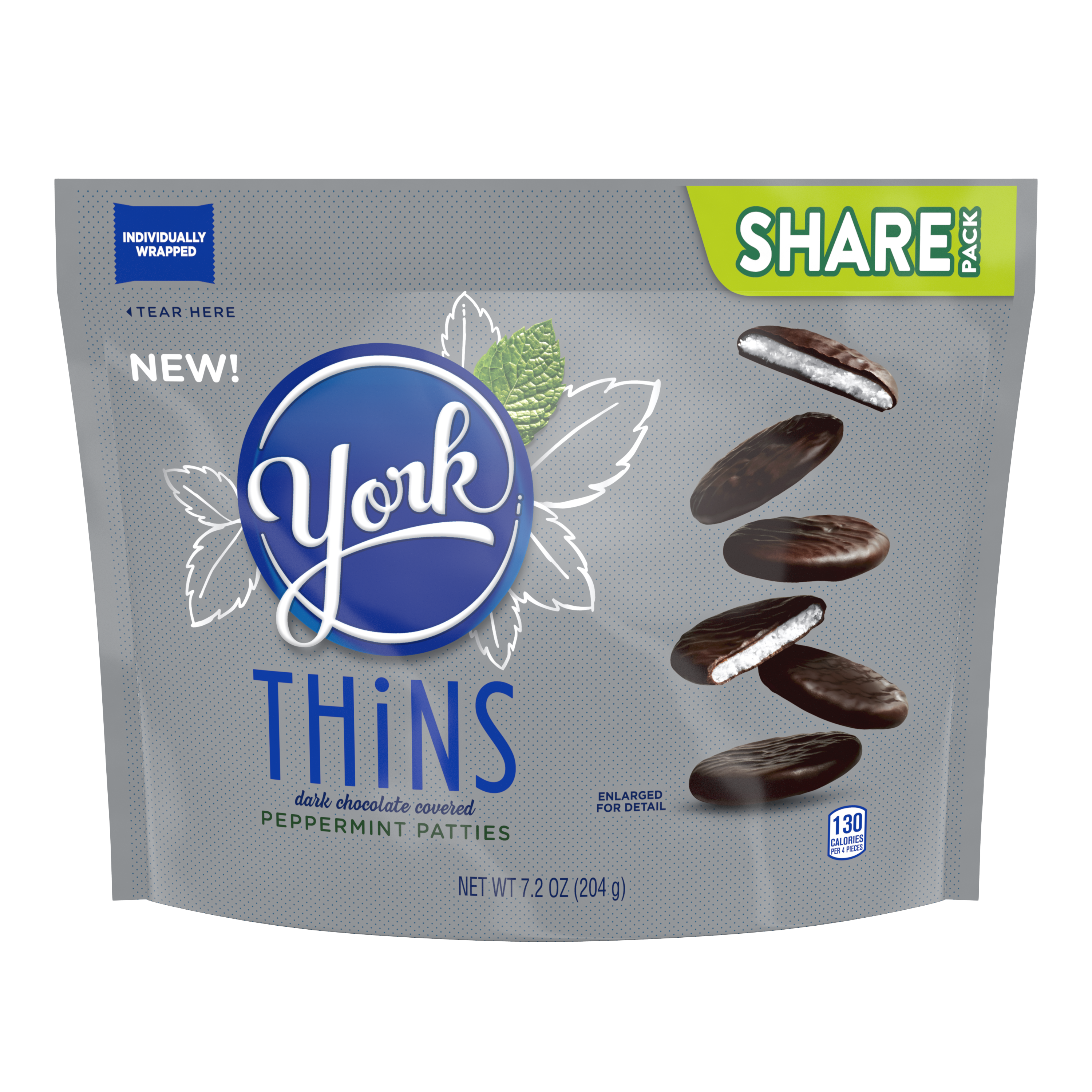 YORK THiNS Dark Chocolate Peppermint Patties Miniatures 7.2oz Candy Bag - THE HERSHEY COMPANY