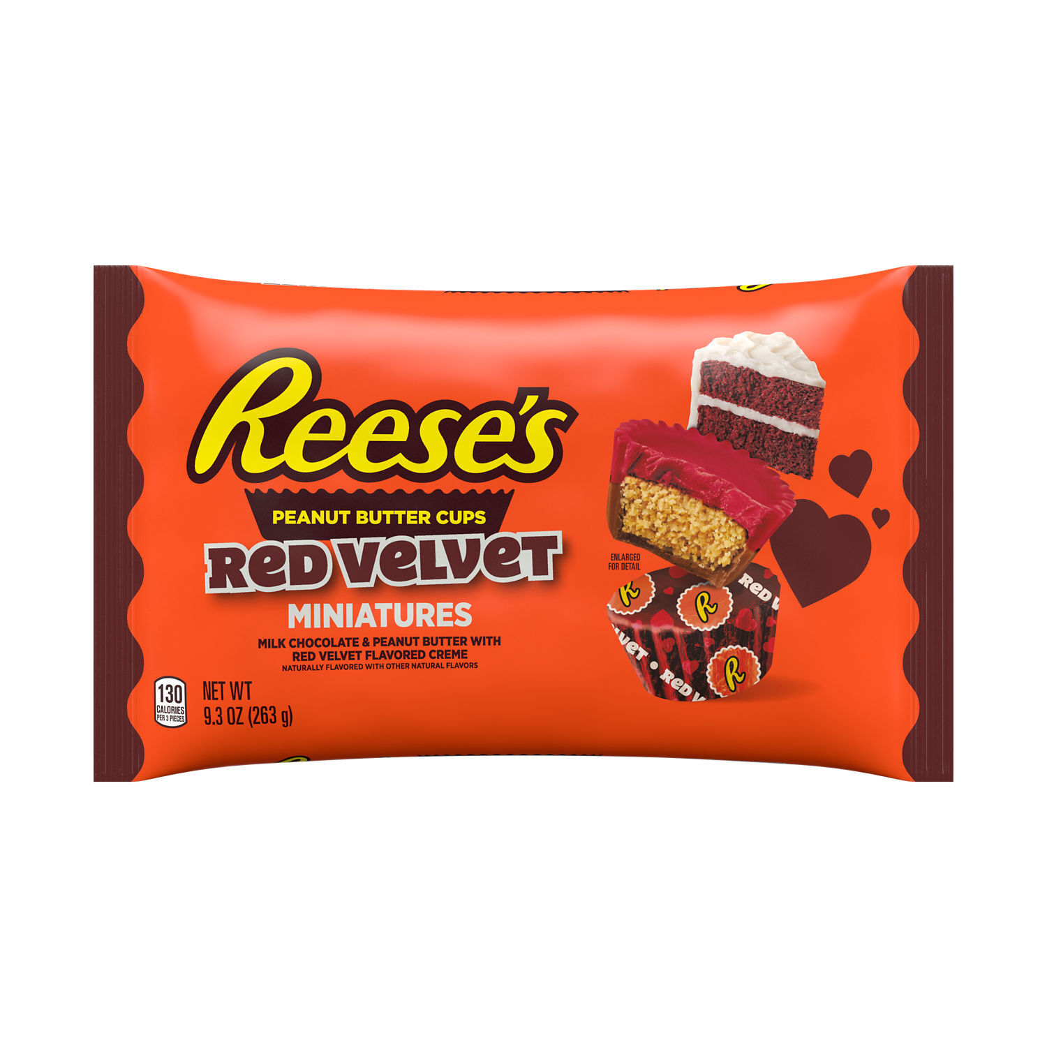 REESE’S Miniatures Milk Chocolate and Red Velvet Flavored Creme Peanut Butter Cups, Valentine’s Candy Bag, 9.3 oz - THE HERSHEY COMPANY