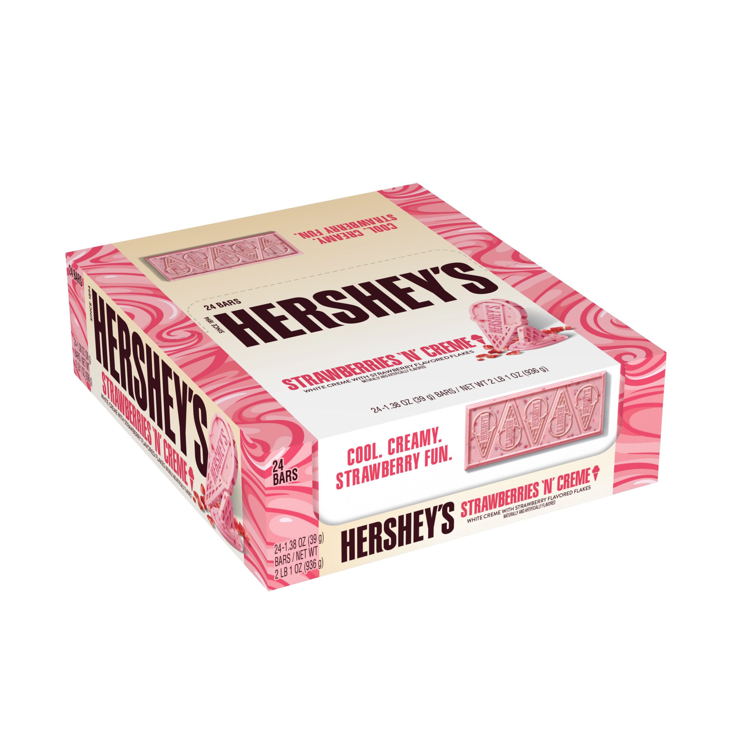 HERSHEY’S Strawberries ‘N’ Creme Ice Cream Flavored Standard Size Candy Bar, 1.38oz (24 Count) - THE HERSHEY COMPANY