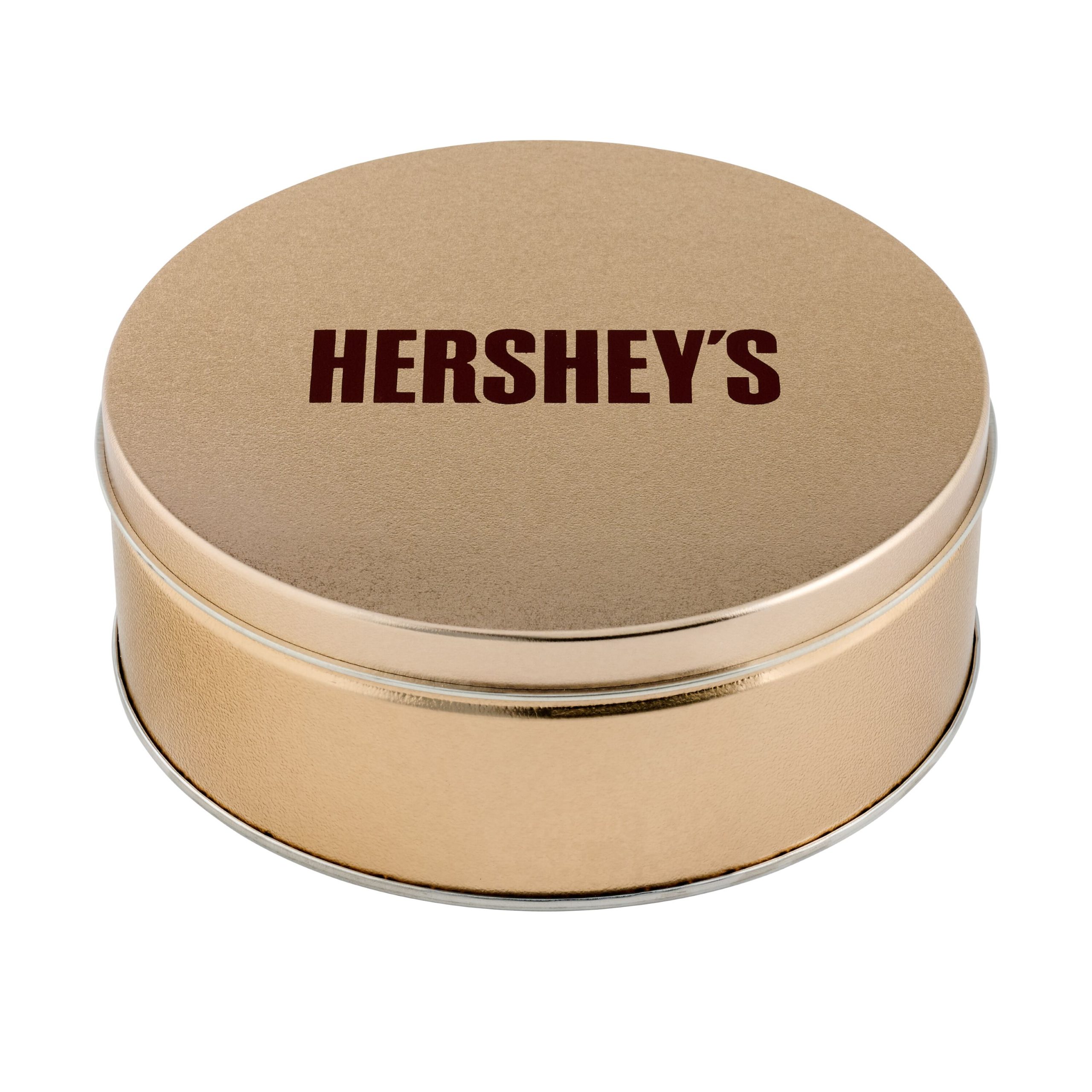 HERSHEY’S Decorative 2lb Gold Tin: Miniatures, KISSES & REESE’S Assortment - THE HERSHEY COMPANY