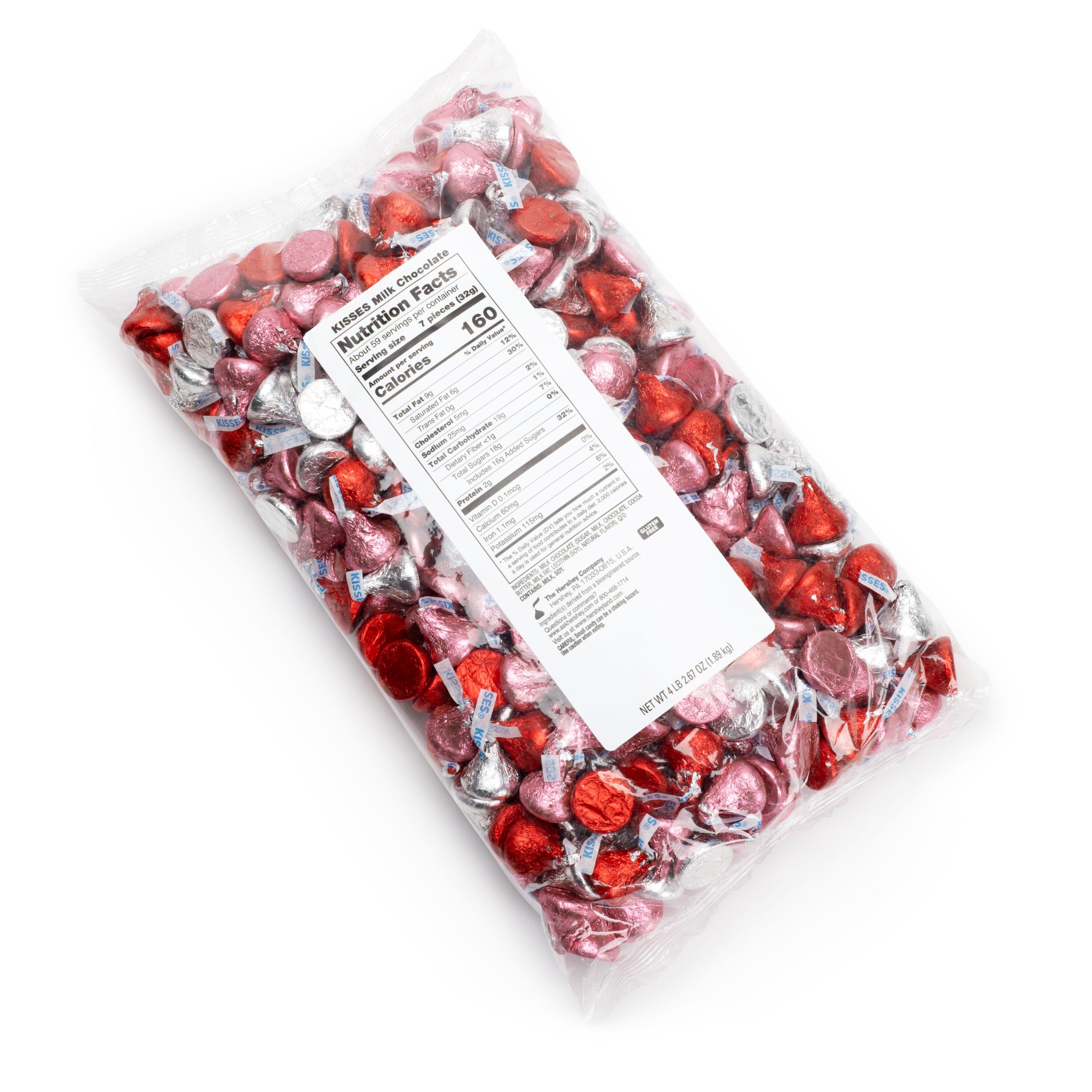 HERSHEY’S KISSES Milk Chocolates in Valentine Red, Pink & Silver Foils – 66.7oz Candy Bag - THE HERSHEY COMPANY