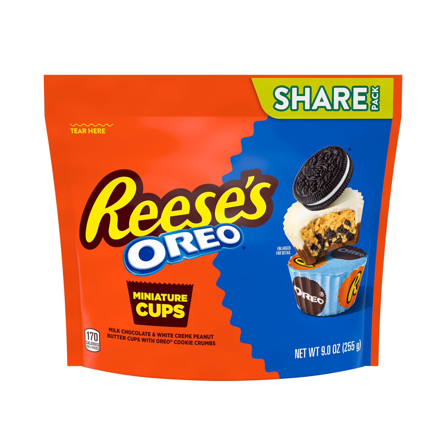 REESE’S OREO® Miniatures Milk Chocolate and White Creme Peanut Butter Cups Candy Share Pack, 9 oz - THE HERSHEY COMPANY