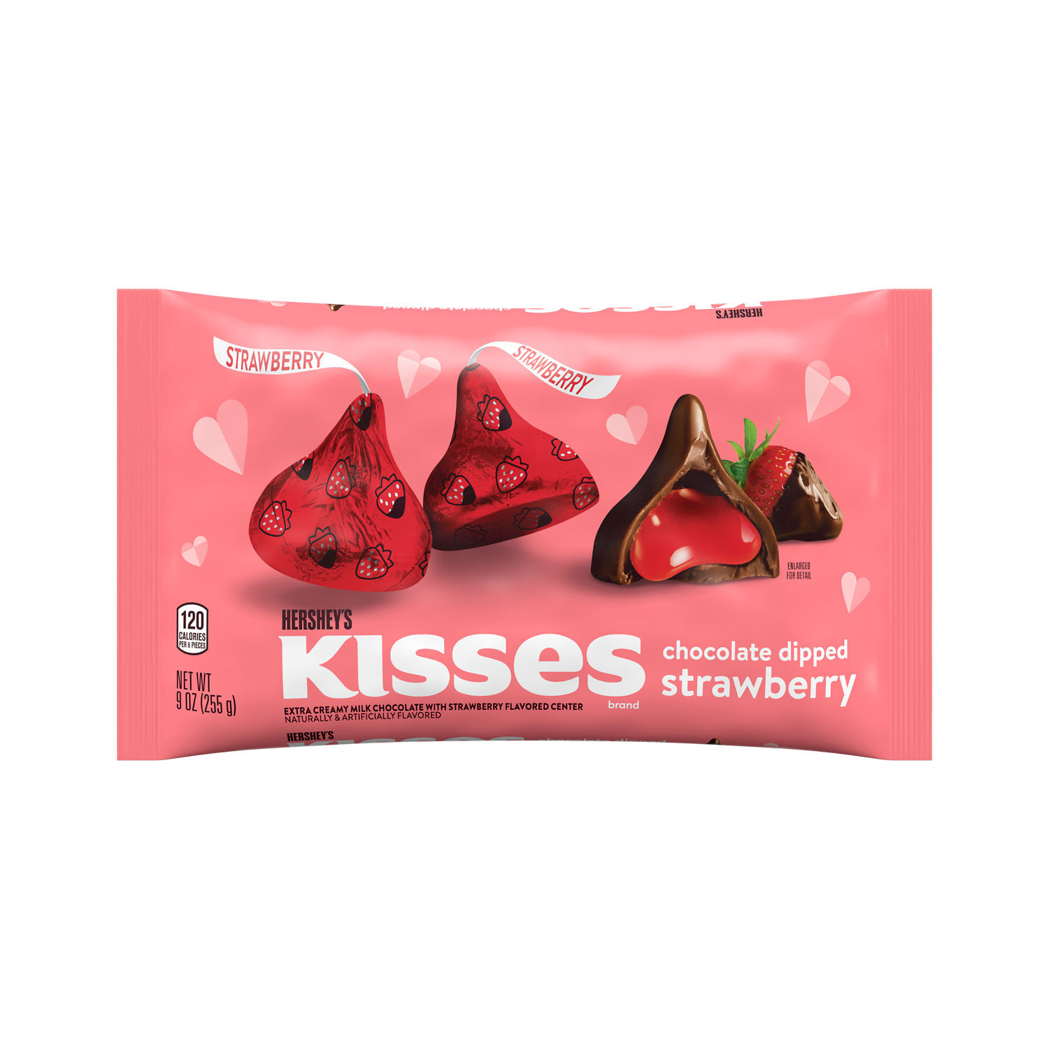 HERSHEY’S KISSES Chocolate Dipped Strawberry, Valentine’s Day, Candy Bag, 9 oz - THE HERSHEY COMPANY